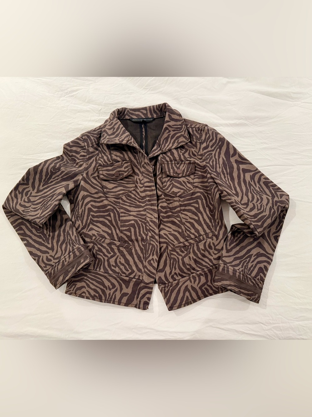 WHBM Women's Zebra-Print Brown Jacket, small
